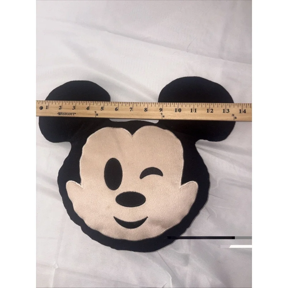 Disney Mickey Mouse Winking Emoji Pillow Plush Black Tan 12x14 2018
